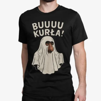 Nosacz duch - BUUUU KURŁA! | Śmieszna koszulka męska na Halloween | T-shirt czarny