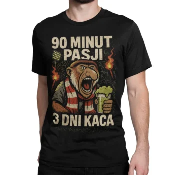 Nosacz kibic - 90 minut, 3 dni kaca | Piłkarska koszulka męska | T-shirt czarny