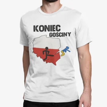koniec gościny koszulka męska biały kolor polska ukraina patriotyczny t-shirt