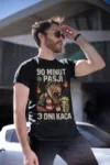 Nosacz kibic – 90 minut, 3 dni kaca | Piłkarska koszulka męska | T-shirt czarny