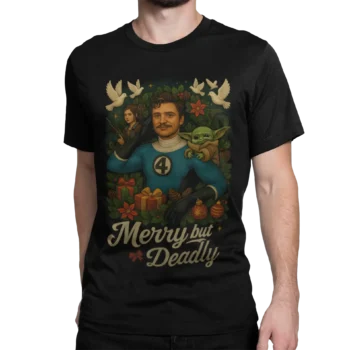 Pedro Pascal – Merry but Deadly | Świąteczna edycja | Popkulturowa koszulka męska