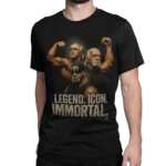 Koszulka upamiętniająca Hul­ka Hogana – legendę WWE i wrestlingu. Monumentalny, fanowski design „Legend. Icon. Immortal.” dla prawdziwych fanów
