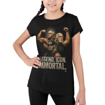 Koszulka upamiętniająca Hul­ka Hogana – legendę WWE i wrestlingu. Monumentalny, fanowski design „Legend. Icon. Immortal.” dla prawdziwych fanów