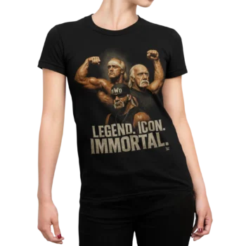 Koszulka upamiętniająca Hul­ka Hogana – legendę WWE i wrestlingu. Monumentalny, fanowski design „Legend. Icon. Immortal.” dla prawdziwych fanów