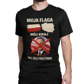 Koszulka Mój kraj, moja flaga, nie mój prezydent Karol Nawrocki | Męska antypis polityczna