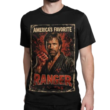 Koszulka Chuck Norris męska Ranger – America’s Favorite | czarna koszulka retro vintage z nadrukiem