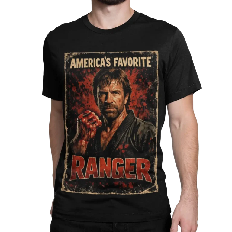 Koszulka Chuck Norris męska Ranger – America’s Favorite | czarna koszulka retro vintage z nadrukiem