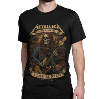Koszulka Metallica Cliff Burton In Memory Of 1962-1986 | Męska koszulka rockowa dla gitarzysty