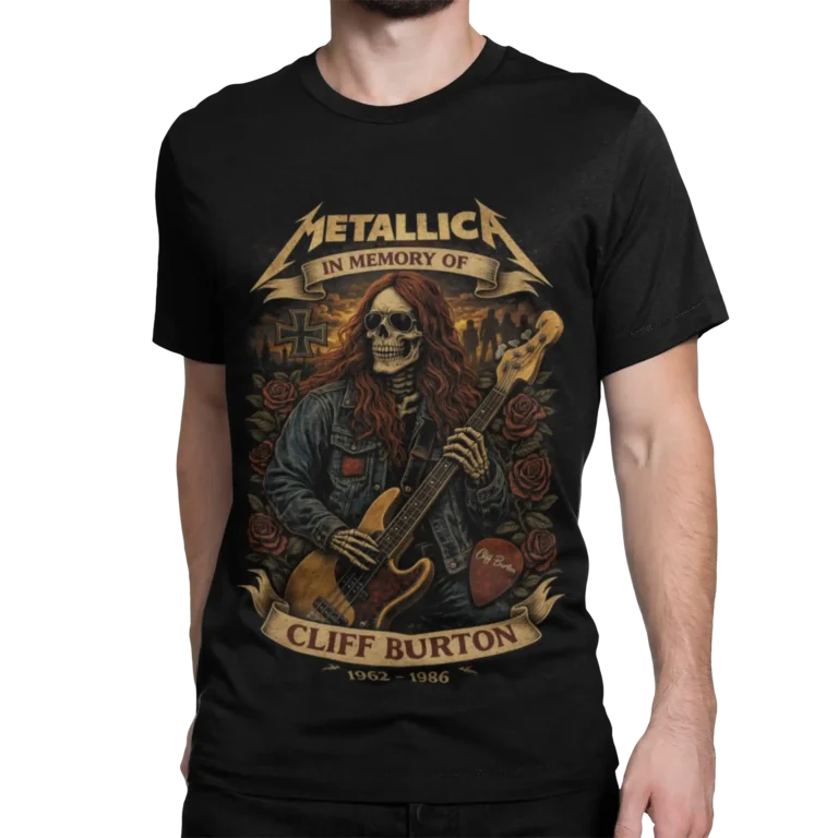 Koszulka Metallica Cliff Burton In Memory Of 1962-1986 | Męska koszulka rockowa dla gitarzysty