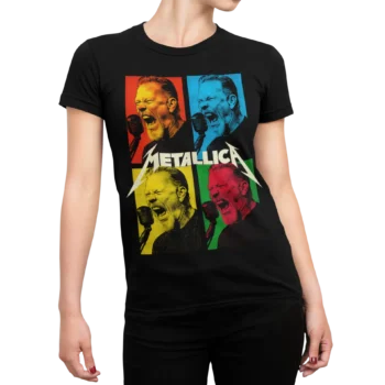 Koszulka James Hetfield - wokalista Metallica w stylu pop art | Damska koszulka muzyczna