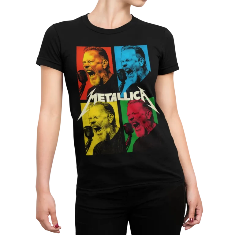 Koszulka James Hetfield - wokalista Metallica w stylu pop art | Damska koszulka muzyczna