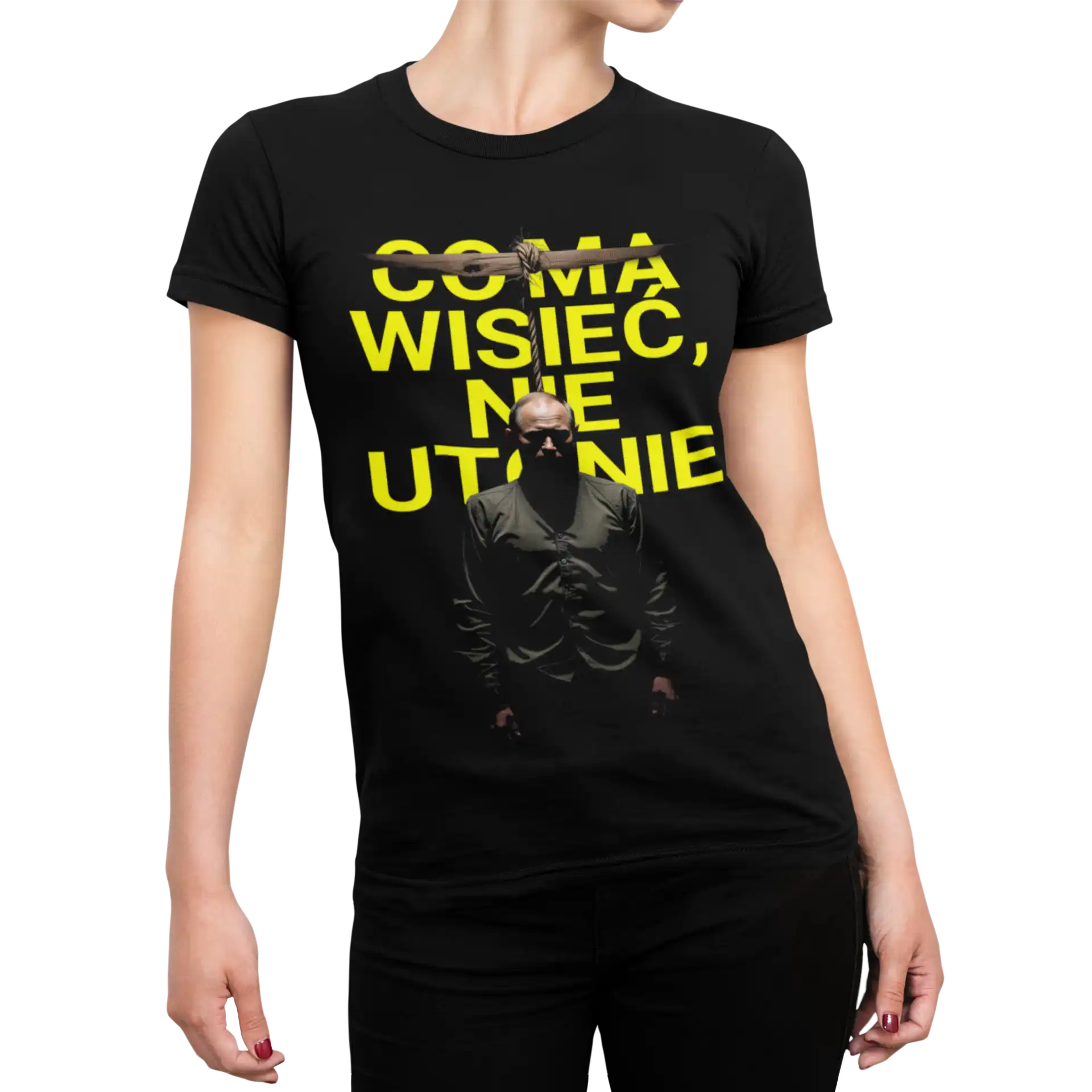 Koszulka Władimir Putin - Co ma wisieć nie utonie | Polityczny t-shirt damski antywojenny Koszulka Władimir Putin - Co ma wisieć nie utonie | Polityczny t-shirt damski antywojenny