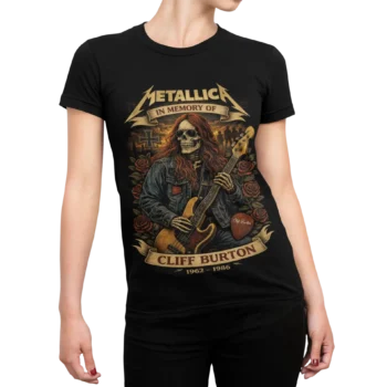 Koszulka Metallica Cliff Burton In Memory Of 1962-1986 | Damska koszulka rockowa dla gitarzystki