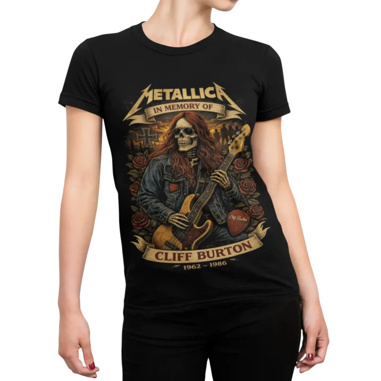 Koszulka Metallica Cliff Burton In Memory Of 1962-1986 | Damska koszulka rockowa dla gitarzystki