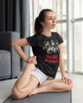 Koszulka Chuck Norris One Kick No Sequel – czarna koszulka z nadrukiem | t-shirt damski