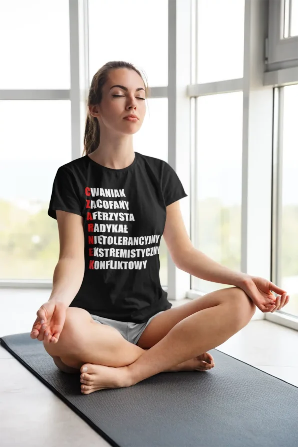 Koszulka „CZARNEK” viralem w sieci. 45 sztuk w 24 godziny po decyzji PiS t shirt mockup of a young woman meditating next to a window 40327 r el2 19 1
