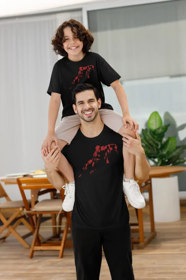 Spider-Man koszulka dziecięca | Vintage styl od Zendaya bella canvas tee mockup featuring a happy man giving a piggyride to his son m39454 1