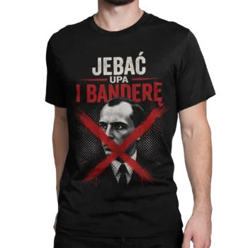 Jebać UPA i Banderę – czarna koszulka antybanderowska anty UPA