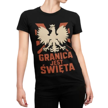 Granica jest święta – czarna koszulka damska Ruch Obrony Granic