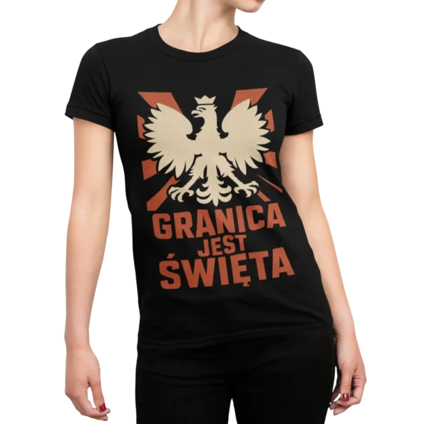 Granica jest święta – czarna koszulka damska Ruch Obrony Granic