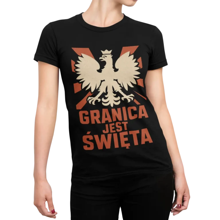Granica jest święta – czarna koszulka damska Ruch Obrony Granic