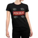Koszulka damska Polska graffiti – czarna patriotyczna koszulka streetwear 1 Koszulka damska Polska graffiti – czarna patriotyczna koszulka streetwear