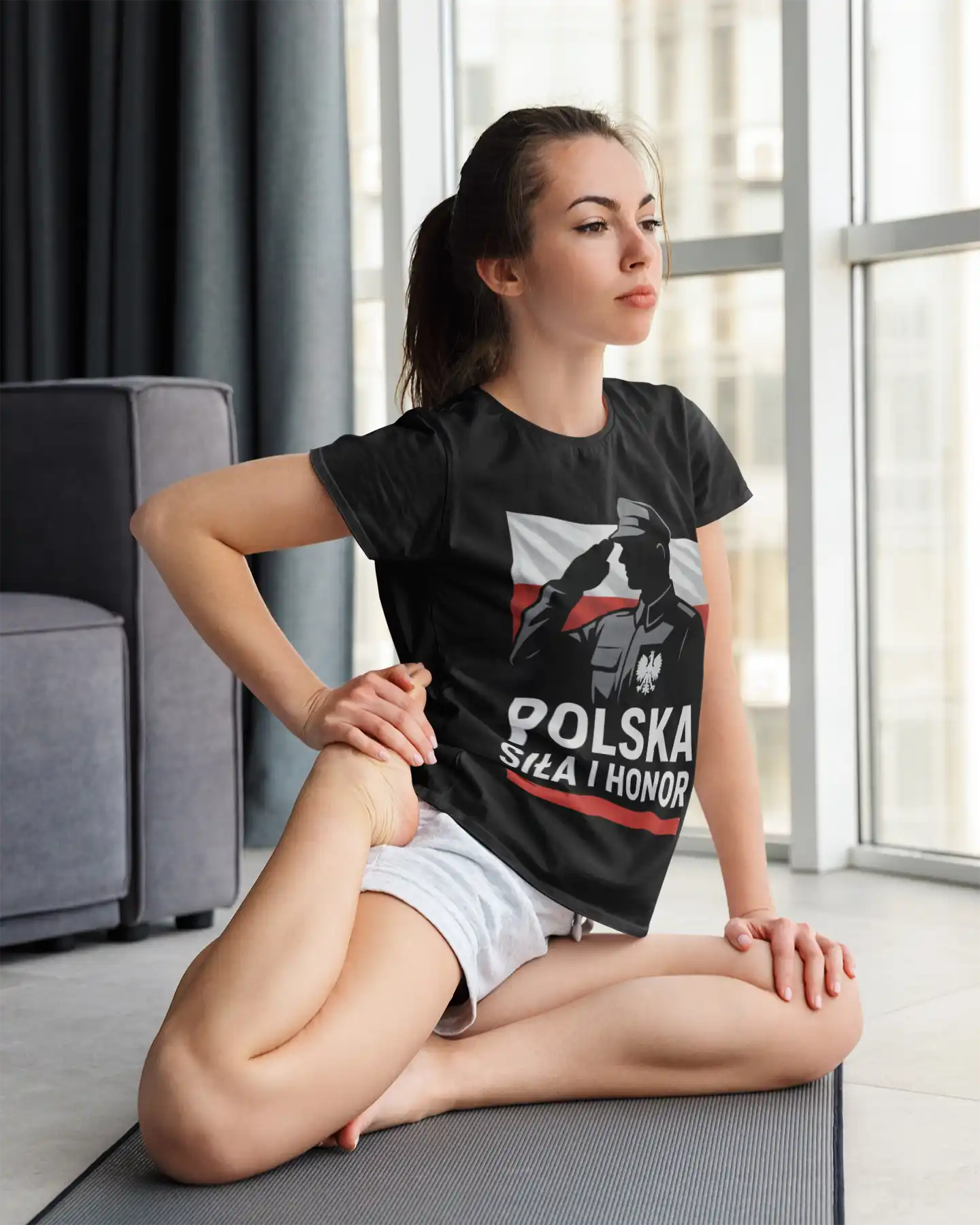 Koszulka damska patriotyczna Polska Siła i Honor – żołnierz, orzeł, flaga Polski Koszulka damska patriotyczna Polska Siła i Honor – żołnierz, orzeł, flaga Polski