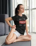 Koszulka damska Polska graffiti – czarna patriotyczna koszulka streetwear